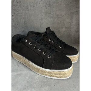Steve Madden Karma Espadrille Sneakers Womens size 9.5 M Black White Platform